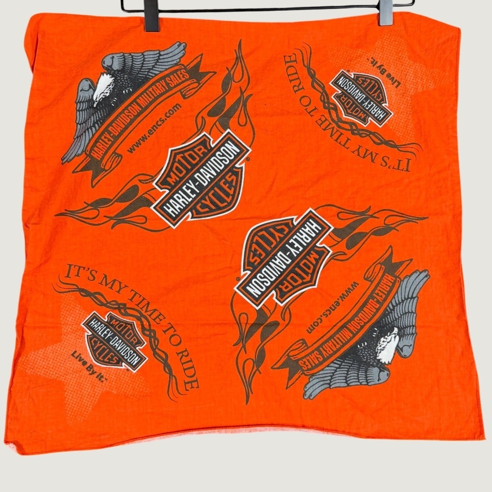 Harley-Davidson Military Sales Bandana Orange Eagle Biker Scarf Time To Ride